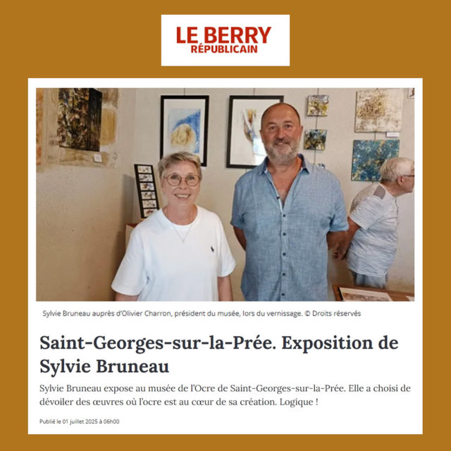 Un très bel article paru ce matin dans Le Berry Républicain.

Merci à toutes celles et ceux présent-e-s au vernissage.

https://www.leberry.fr/saint-georges-sur-la-pree-18100/loisirs/exposition-de-sylvie-bruneau_14713356/

#artcontemporain #artiste #exposition